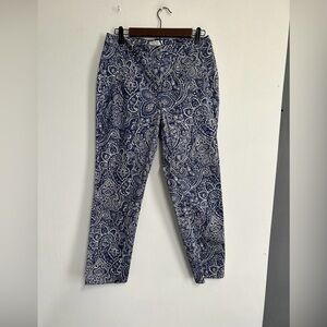 Charter Club Classic Fit‎ Women's 6 Blue Paisley Pants 4 Pocket Preppy Business